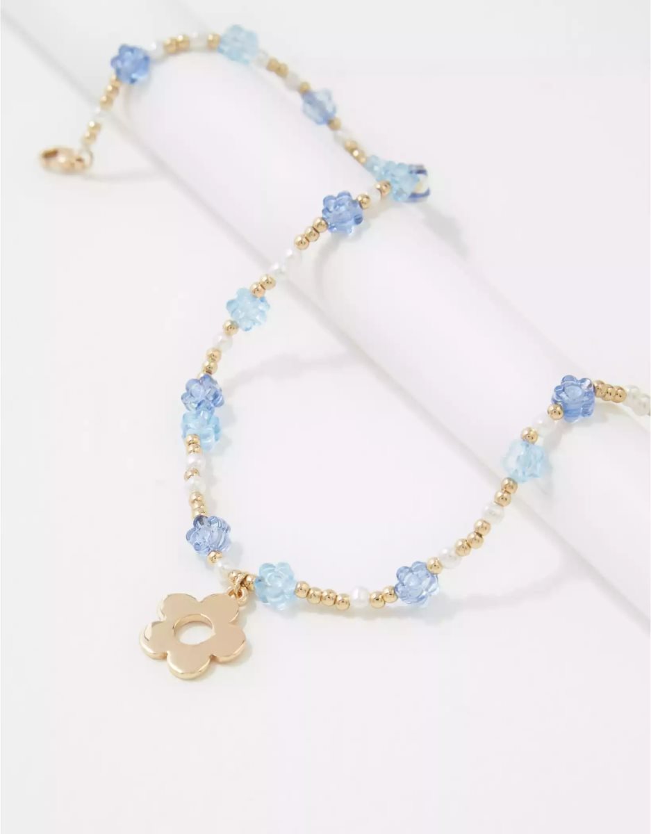 Bijoux American Eagle AEO Daisy Beaded Necklace Bleu Clair Femme | XSD-51733355